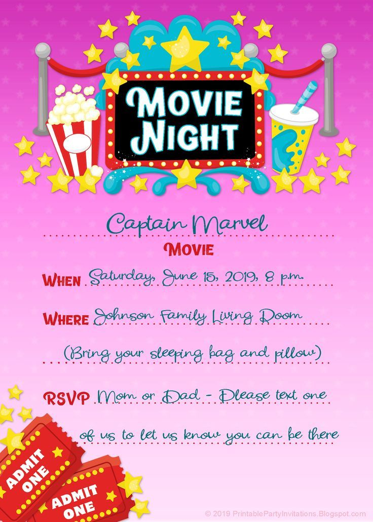 FREE Printable Movie Night Invitations And Flyers Movie