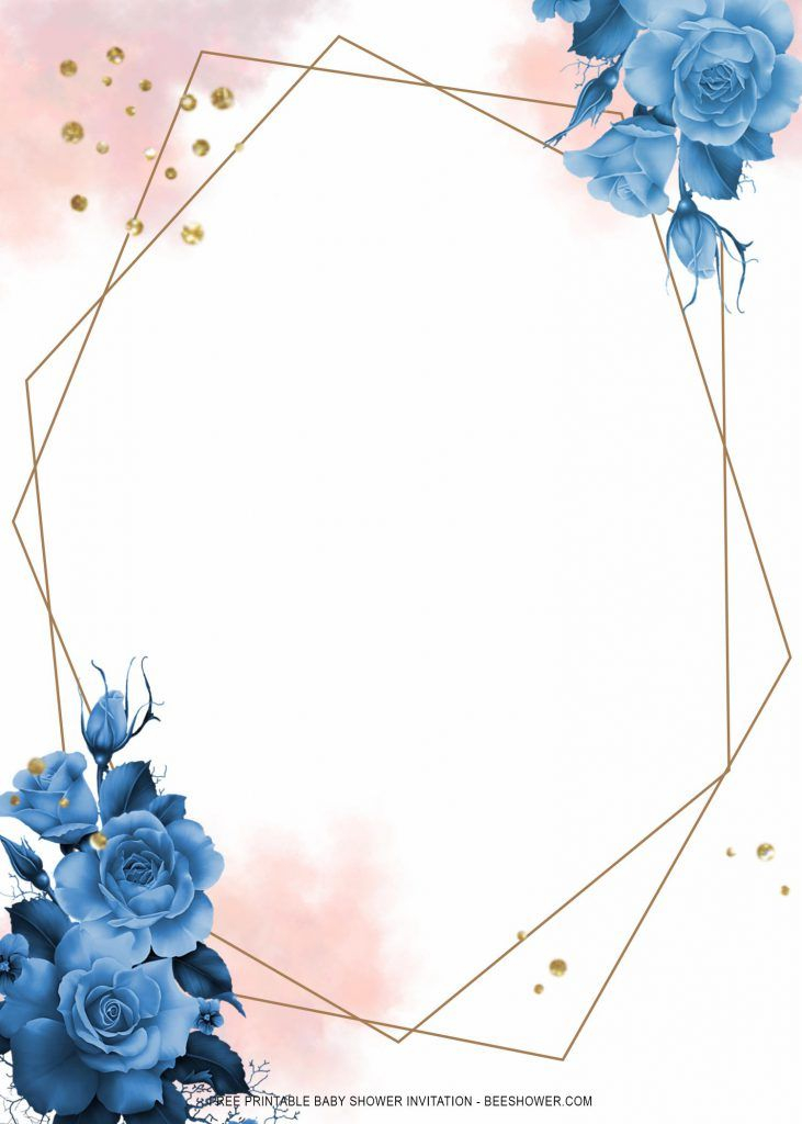  FREE Printable Pristine Blue Roses Baby Shower 