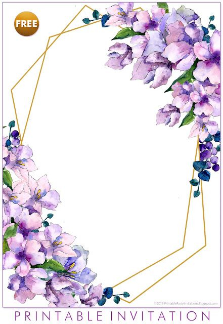 FREE Printable Purple Floral Invitation Templates 