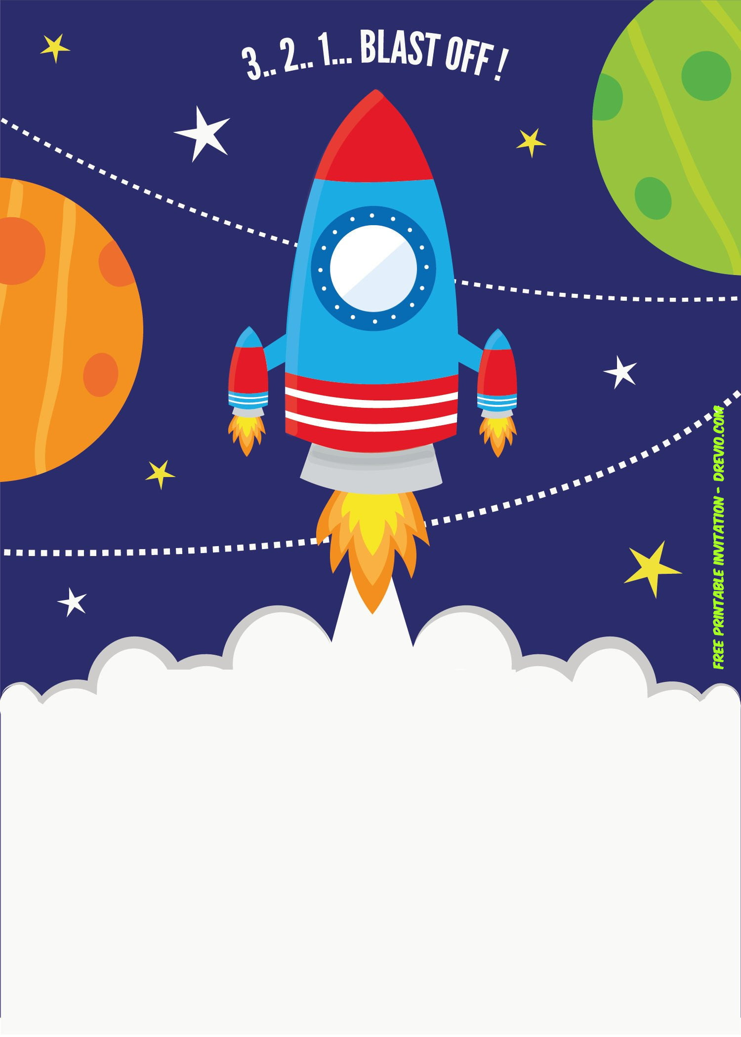 FREE Printable Spaceship Rocket Ship Invitation Template 