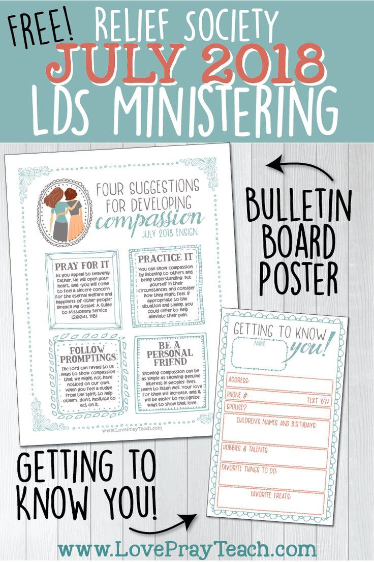 Free Relief Society Ministering Printables Bulletin Board