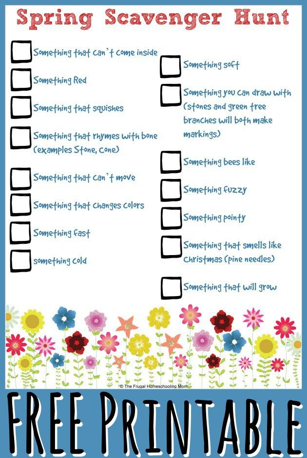 FREE Spring Scavenger Hunt Printable For Kids Download 