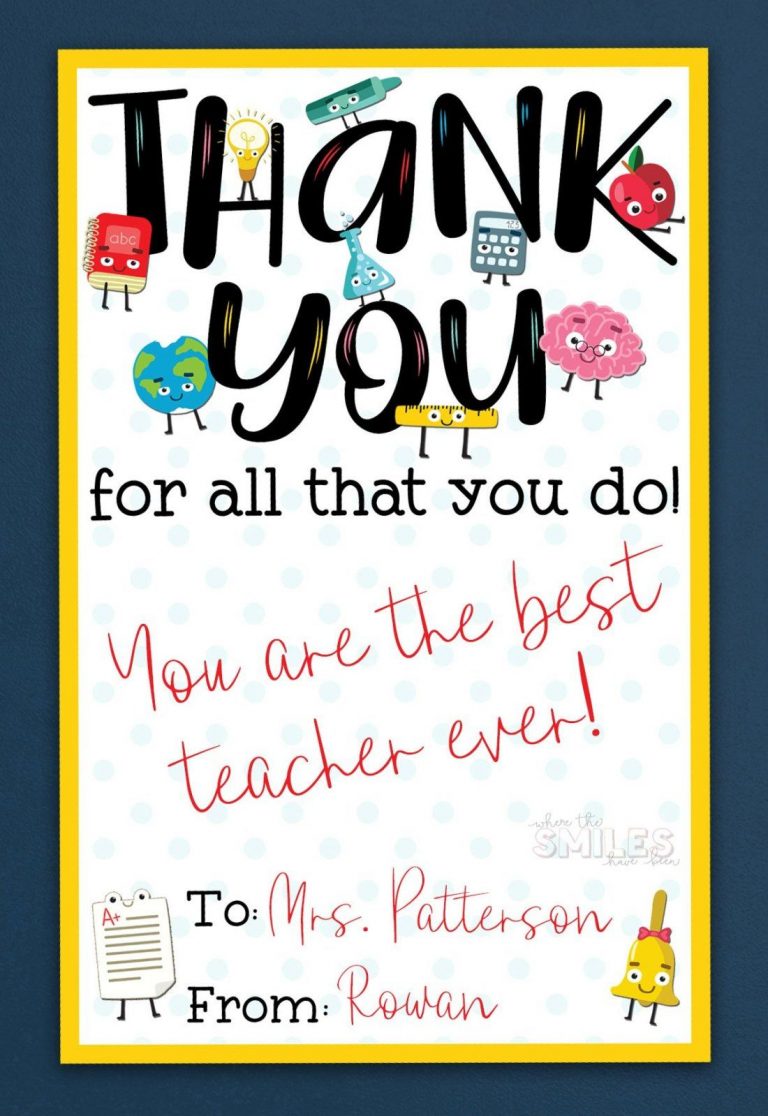 FREE Teacher Appreciation Thank You Printable Two