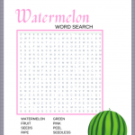 FREE Watermelon Word Search Printable Watermelon Themed