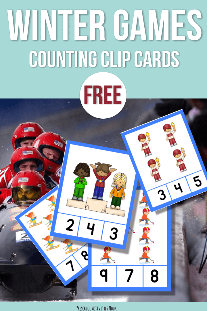 Free Winter Competitive Sports Counting Clip Cards 