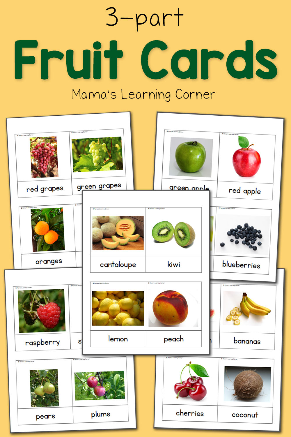 Fruit 3 Part Cards Mamas Learning Corner