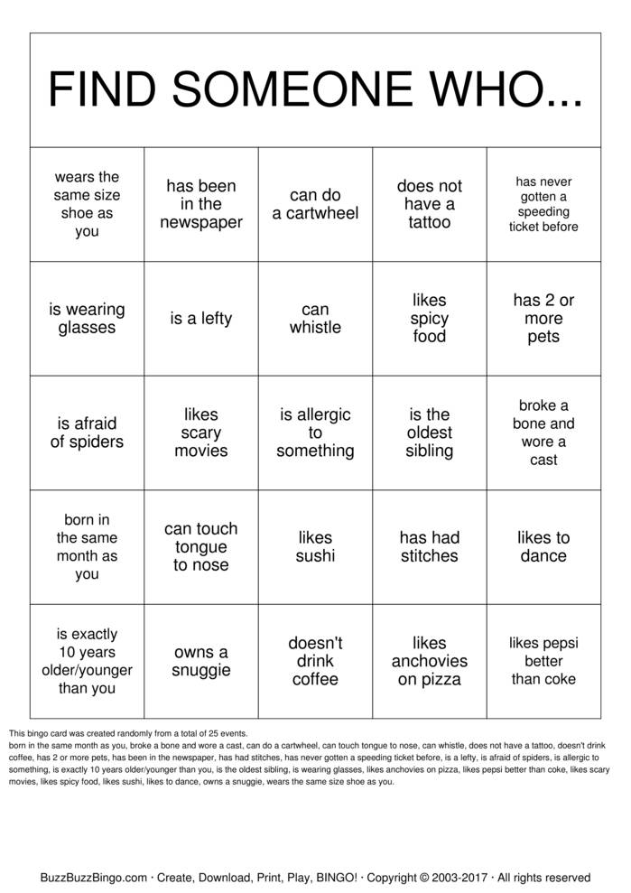 Getting To Know You Bingo Cards To Download Print And 