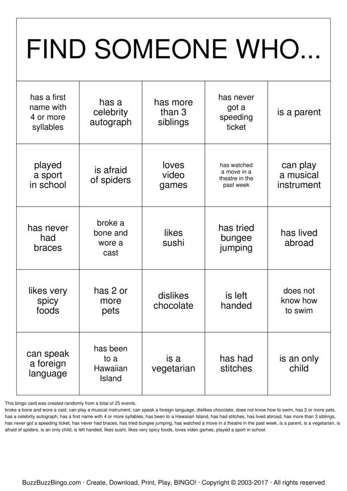 Getting To Know You Bingo Cards To Download Print And 