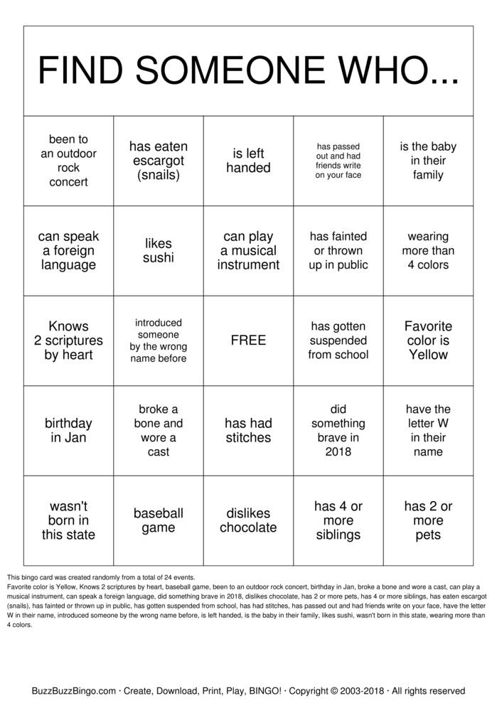 Getting To Know You Bingo Cards To Download Print And