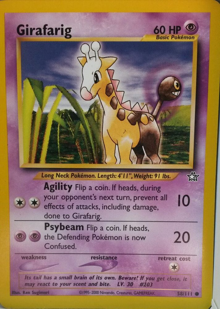 GIRAFARIG Pok mon Basic Card 58 111 With Agility Psybeam 