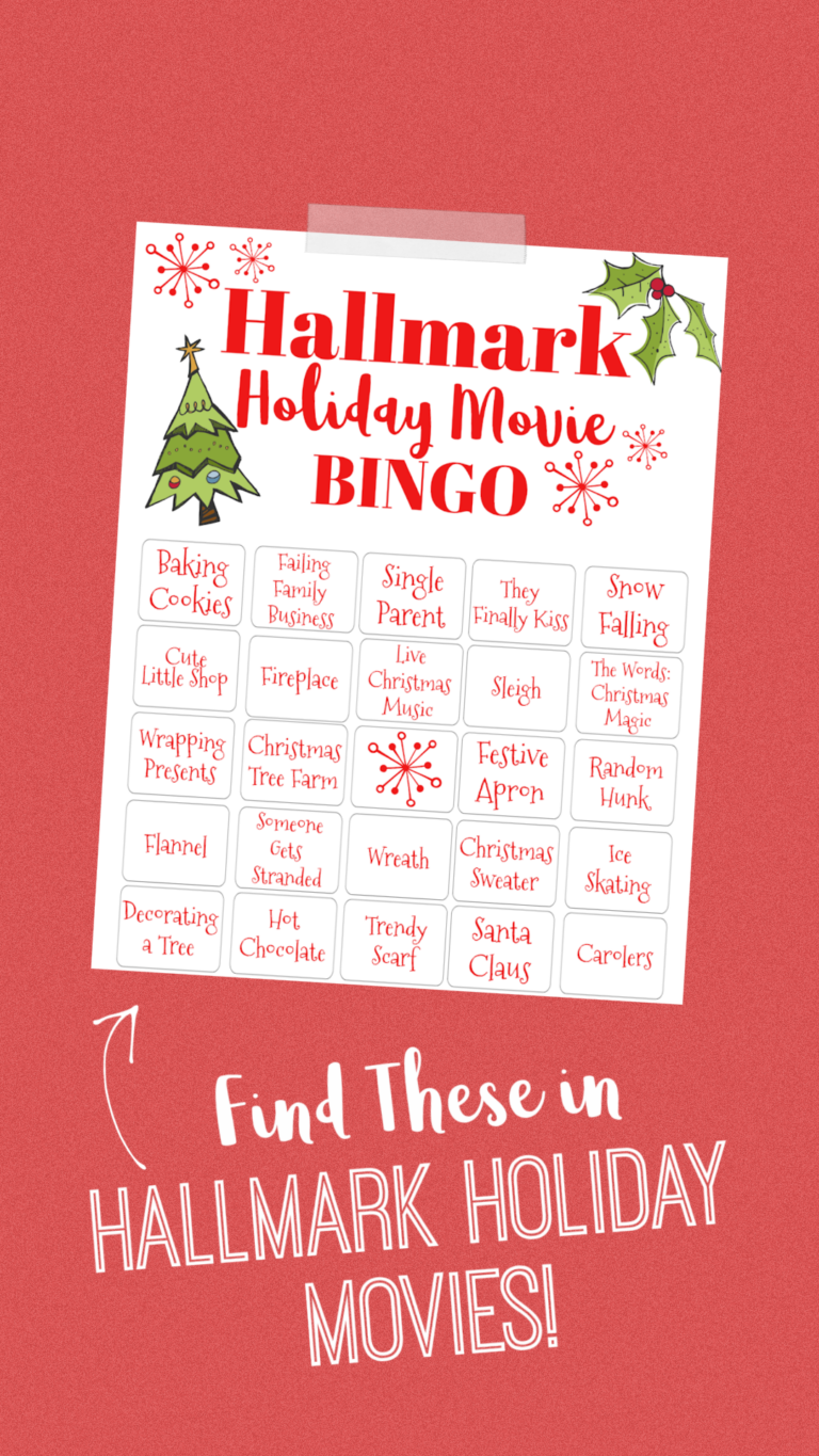 Hallmark Holiday Movie Bingo Printable Card For Extra Fun