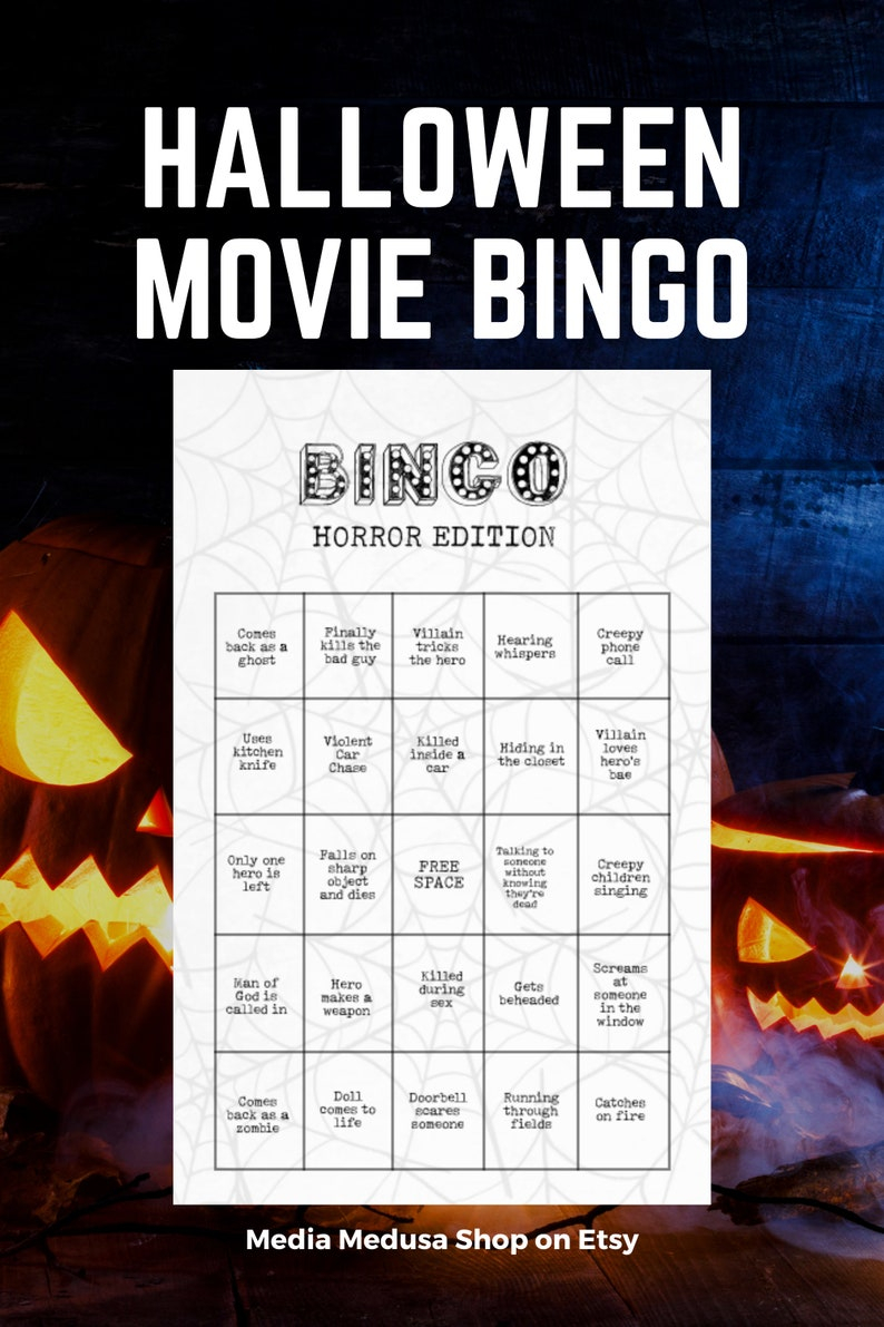 Halloween Movie Night Game Horror Movie Printable Bingo 