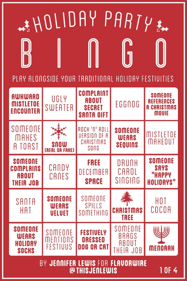Holiday Party Bingo Work Christmas Party Office 