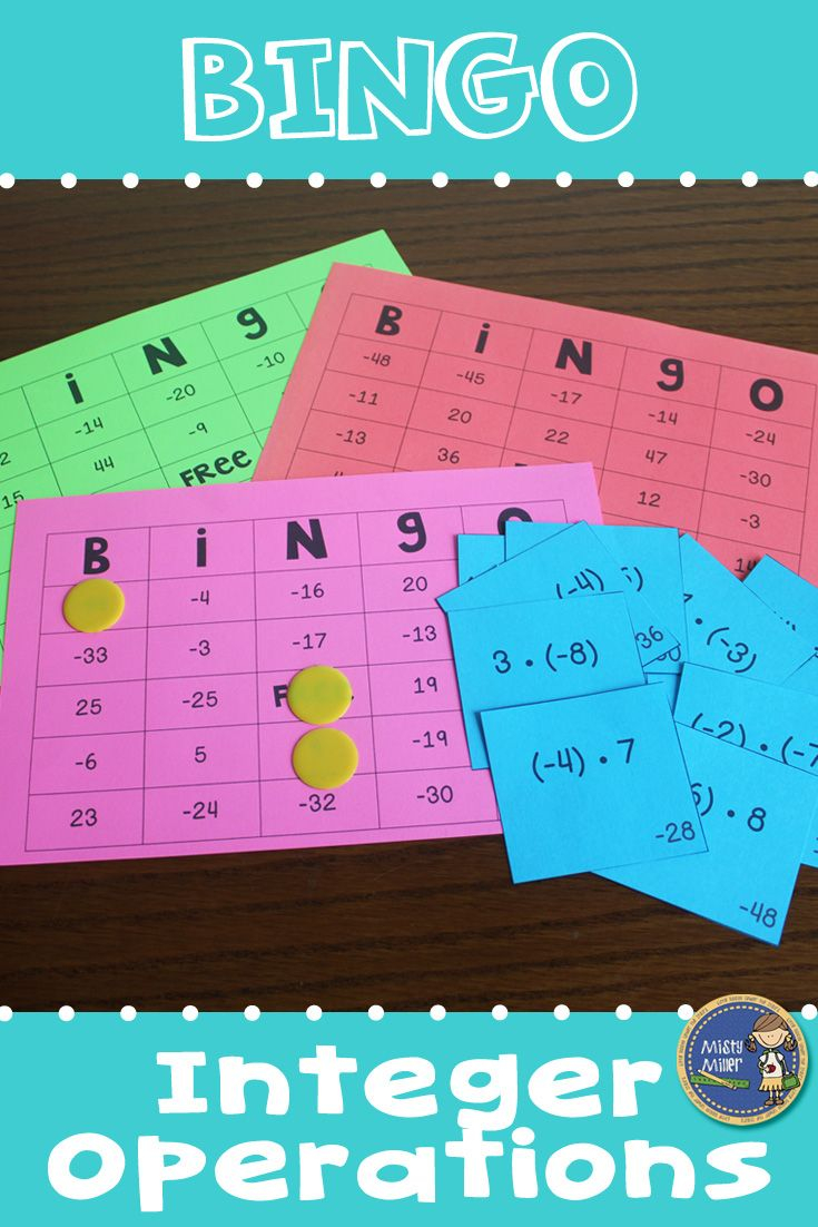 Integer Operations BINGO Math Game Integers Integer 