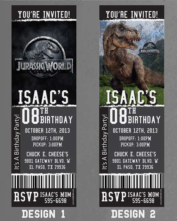 Jurassic World Party Invitation Template Cards Design 
