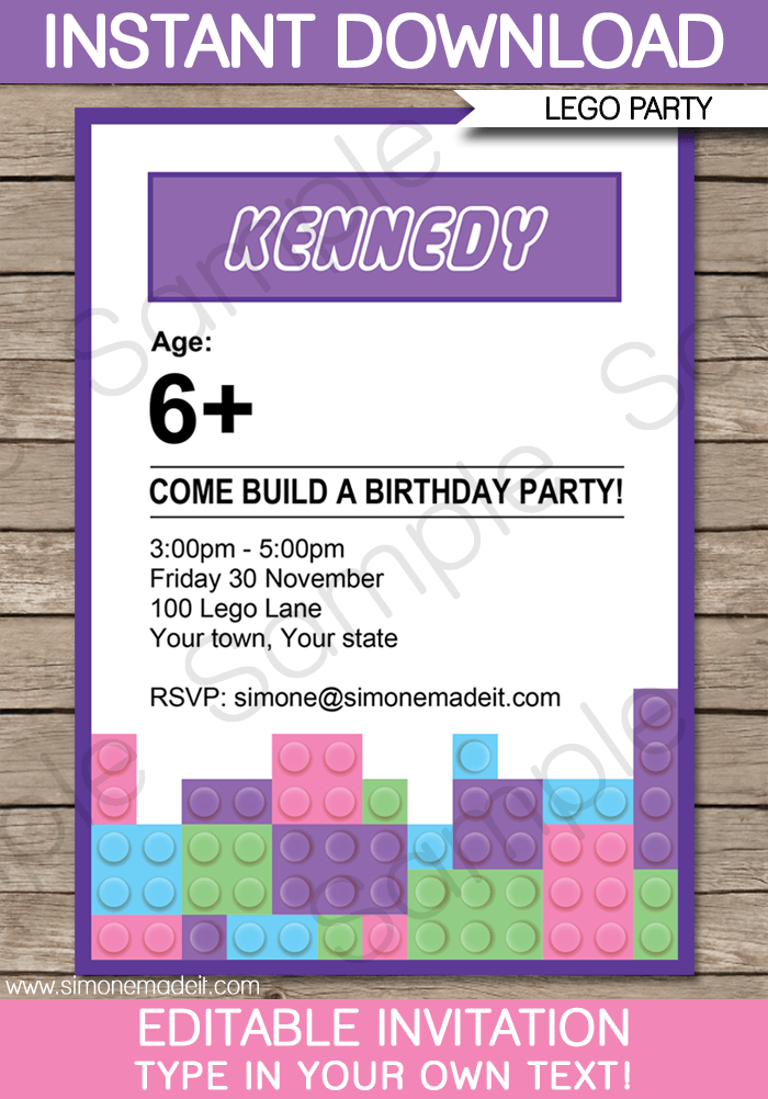 Lego Friends Birthday Invitations