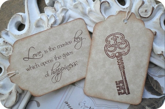 Love Quote Skeleton Key Wedding Favor Tags 10 Wedding