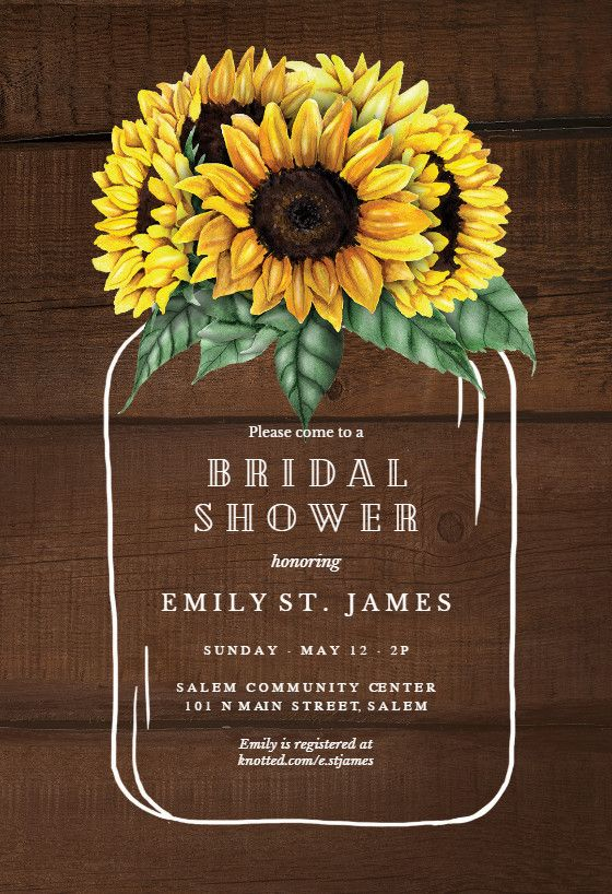 Mason Jar Wedding Invitation Templates Elegant Sunflower 