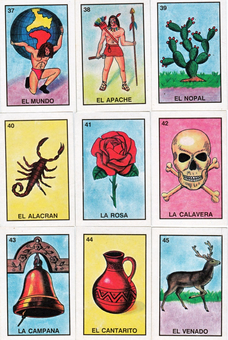 Mexican Loteria Cards Six Pages Of Different Cards 