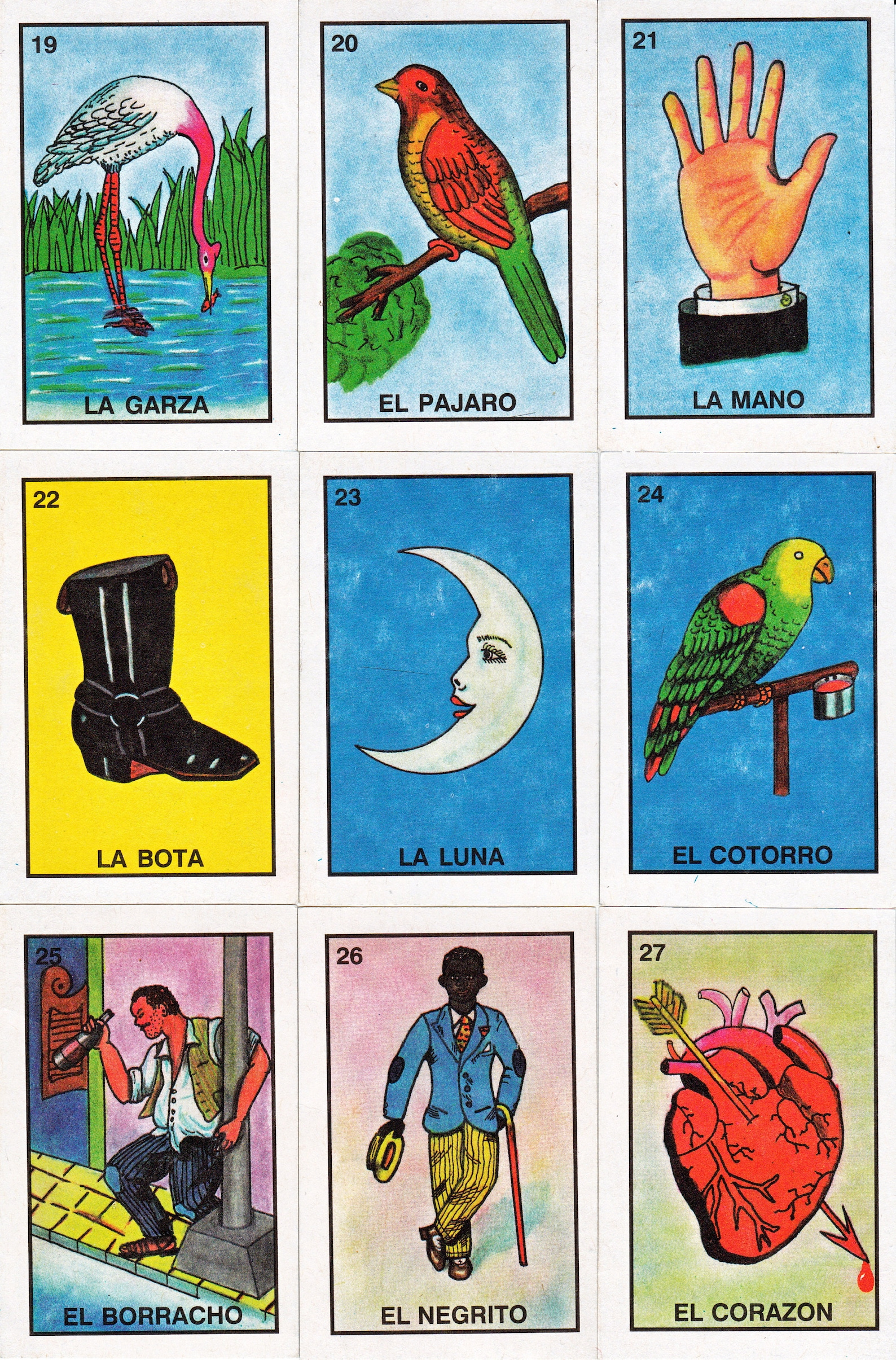 Mexican Loteria Cards Six Pages Of Different Cards 