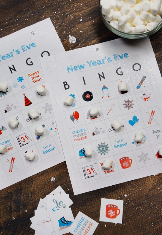 New Year s Eve Bingo Cards Campfire Marshmallows