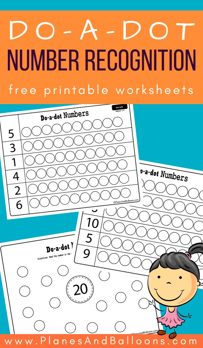 Number Recognition 1 20 With Dot Markers Planes