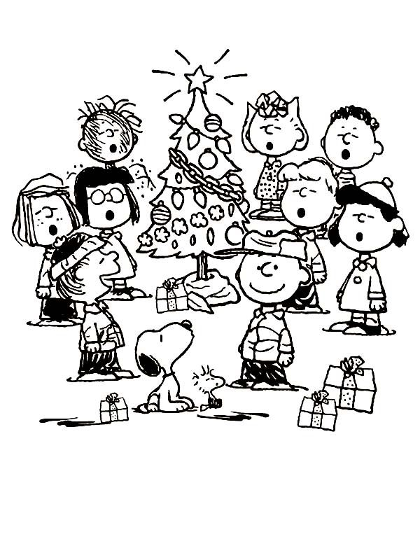 Peanuts Charlie Brown Christmas Coloring Page Coloring Sun