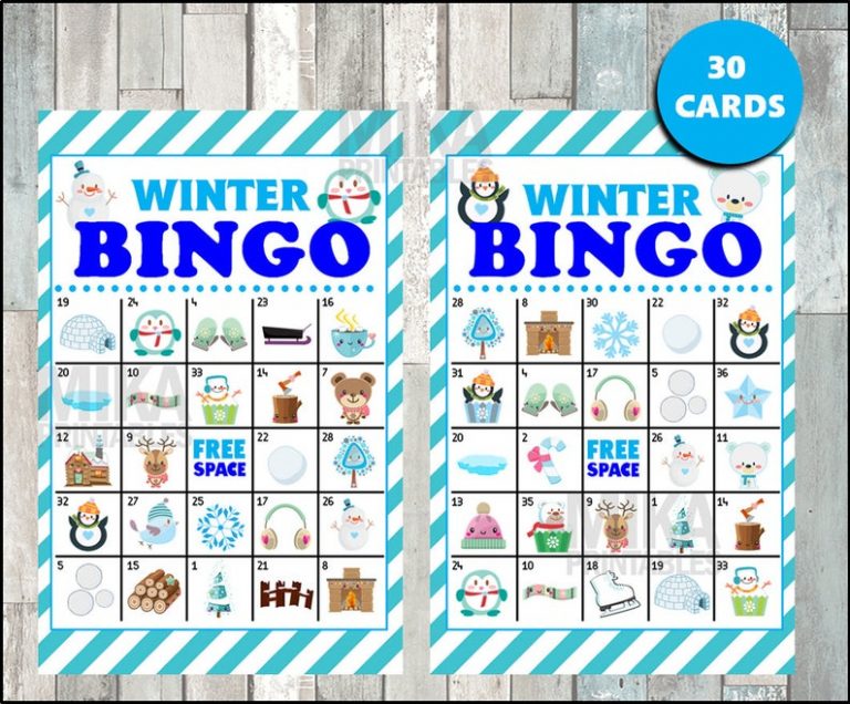 Printable 30 Winter Bingo Cards Printable Snowman Bingo