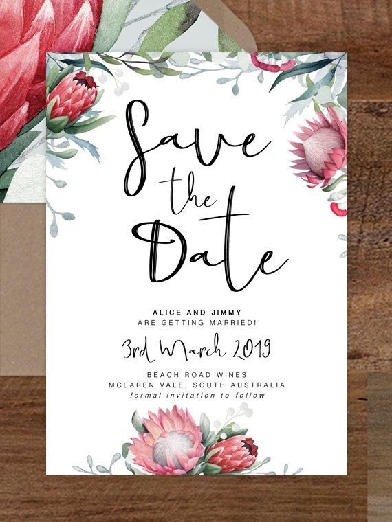 Protea Save The Date Card Printable Save The Dates 
