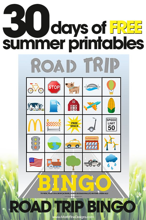 Road Trip Bingo Free Summer Printable Game For Kids 