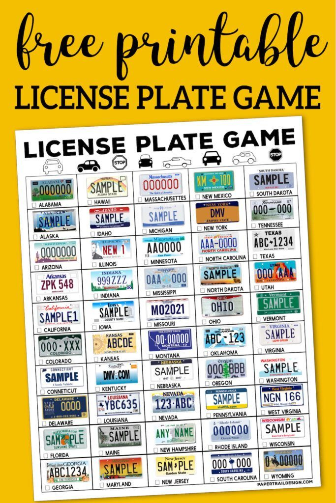 Road Trip License Plate Game Printable Paper Trail 