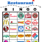 Road Trip Restaurant Bingo Free Printable Road Trip Fun