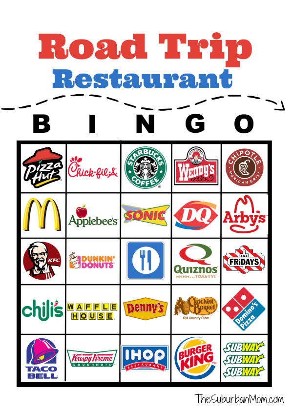 Road Trip Restaurant Bingo Free Printable Road Trip Fun 