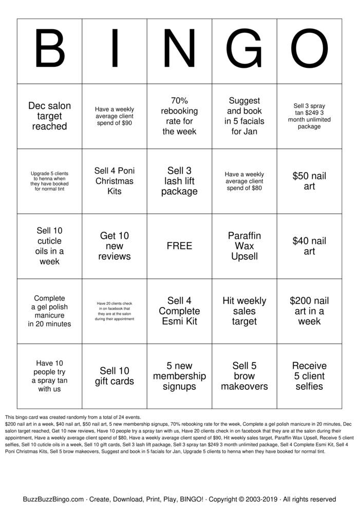 Salon Bingo Bingo Cards To Download Print And Customize