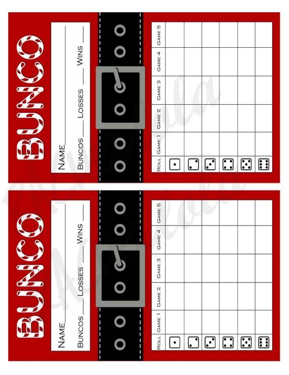 Santa Suit Bunco Score Card Score Sheet Christmas Bunko 