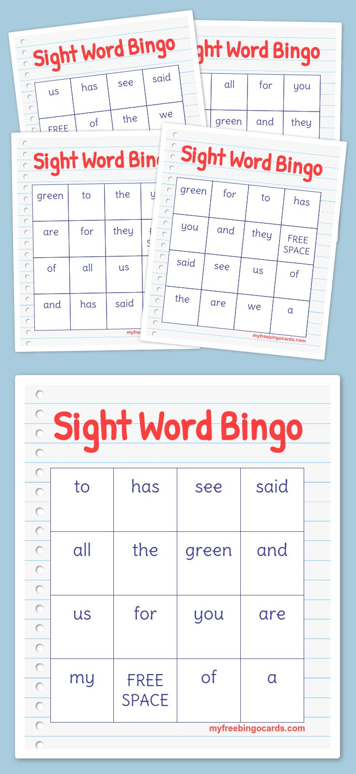 Sight Word Bingo Alphabet Bingo Word Bingo Bingo Cards