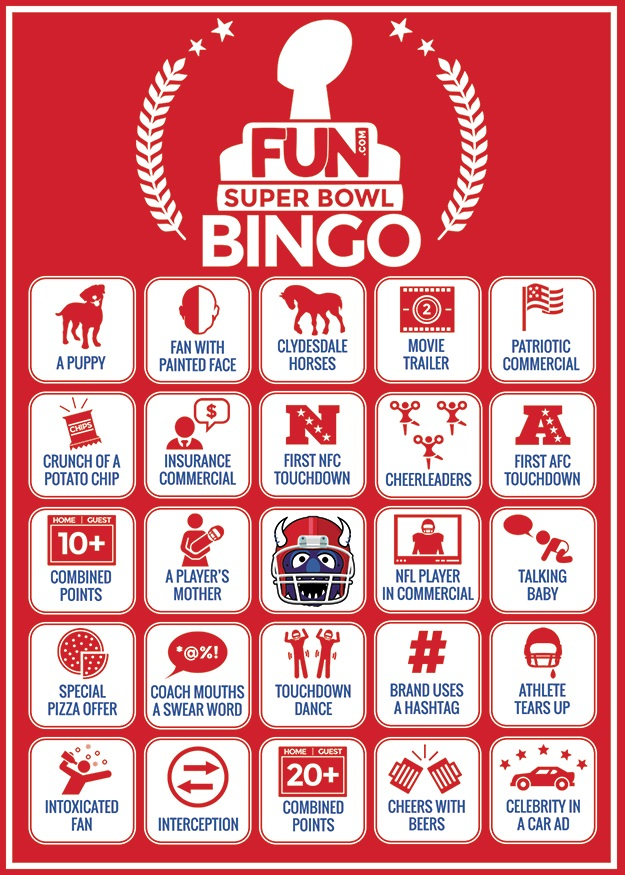 Super Bowl Bingo Sheets Printables FUN Blog