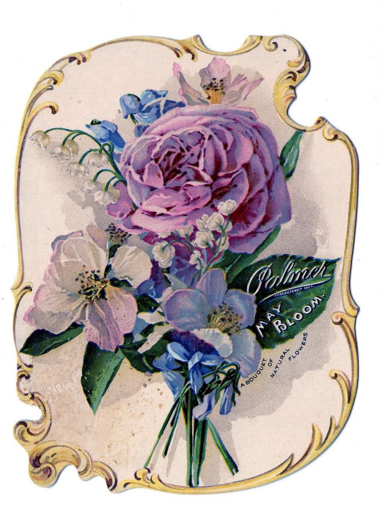 Victorian Clip Art Stunning Rose Bouquet Perfume Ad