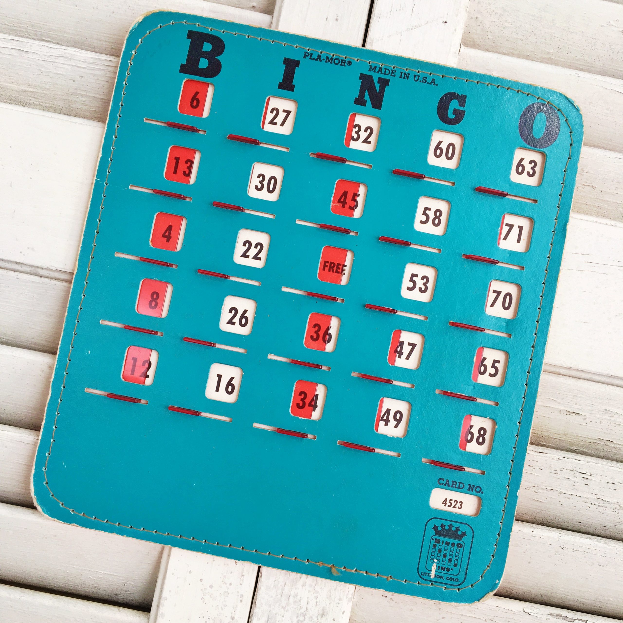 Vintage 1950s Pla Mor Bingo Card Set 19 Bingo Cards Blue 