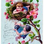 Vintage Easter Clip Art Children In Nest The Graphics