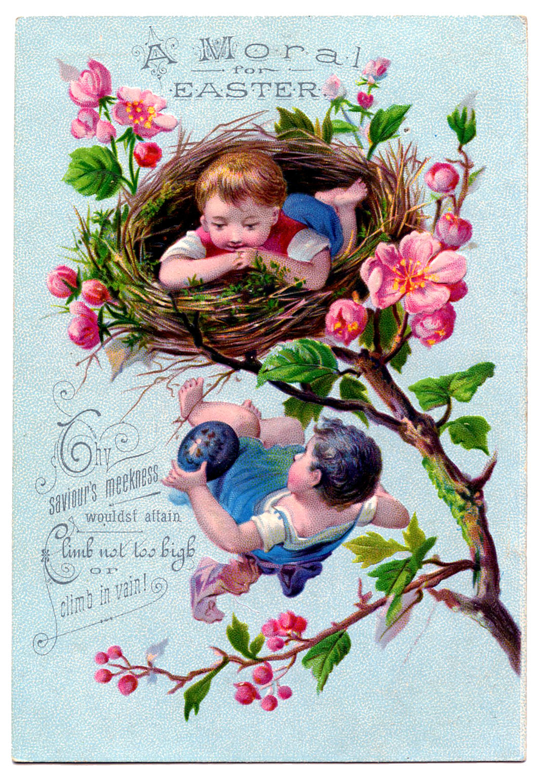 Vintage Easter Clip Art Children In Nest The Graphics 