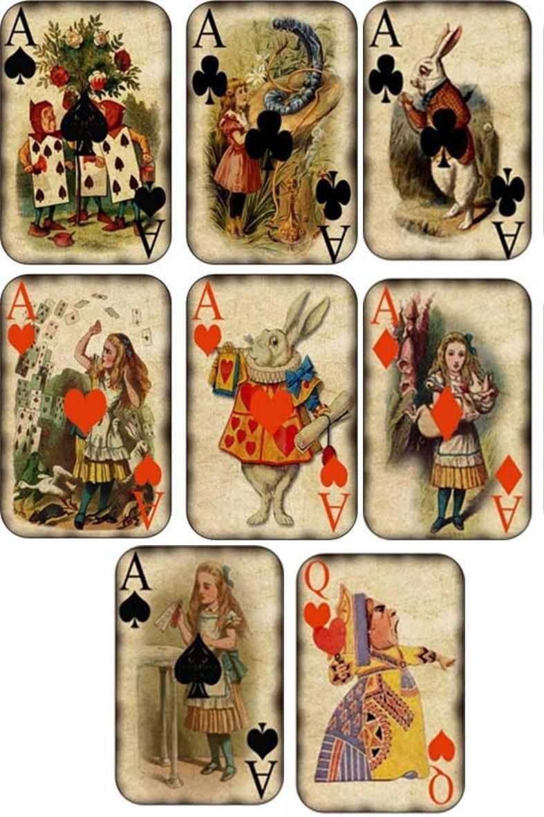 Vintage Illustrations Alice In Wonderland Playing Cards 