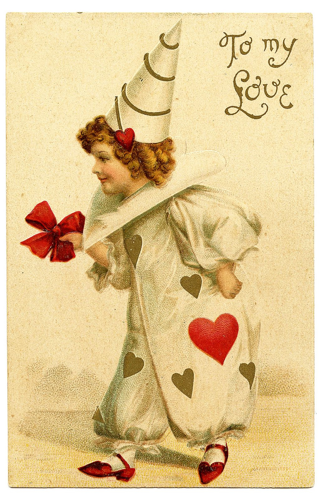 Vintage Valentine s Day Clip Art Darling Clown Girl 