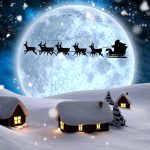 Wallpaper Christmas New Year Santa Deer Moon Night