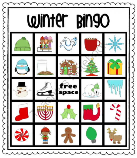 Winter Christmas Bingo Holiday Bingo Christmas