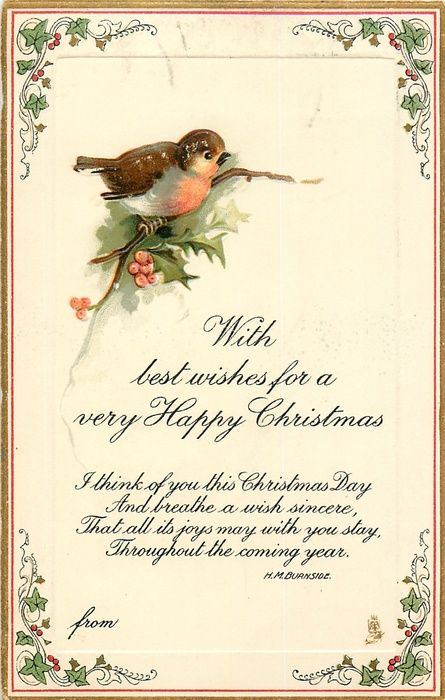 WITH BEST WISHES FOR A VERY HAPPY CHRISTMAS Vintage 
