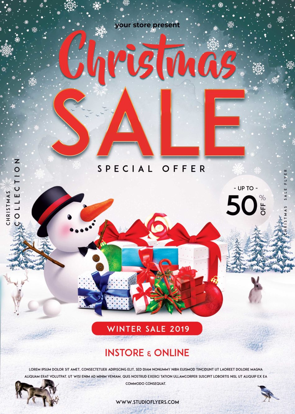 XMAS Sale Free PSD Flyer Template FreebieDesign