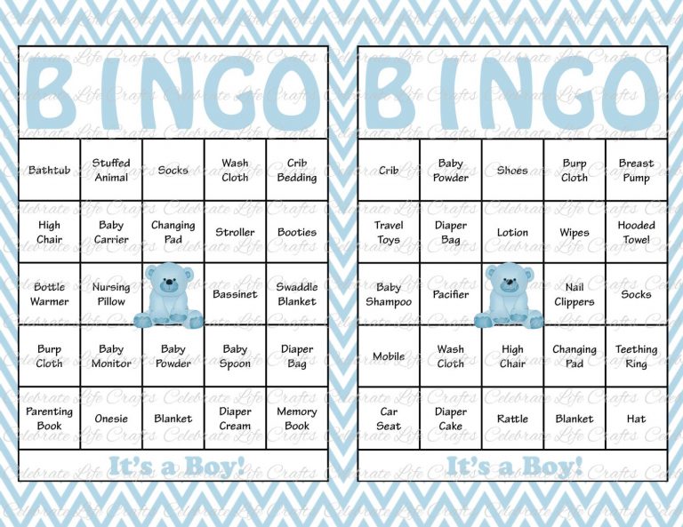 100 Baby Shower Bingo Cards Printable Party Baby Boy