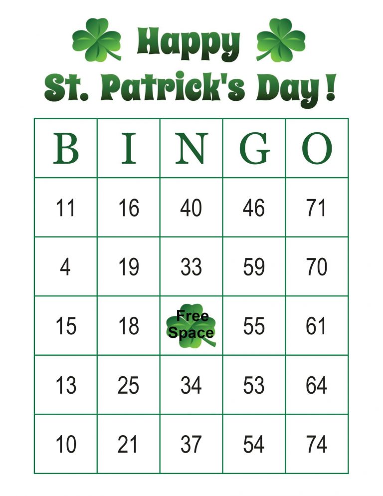 100 St Patrick s Day Bingo Cards Prints 1 Per Page Etsy