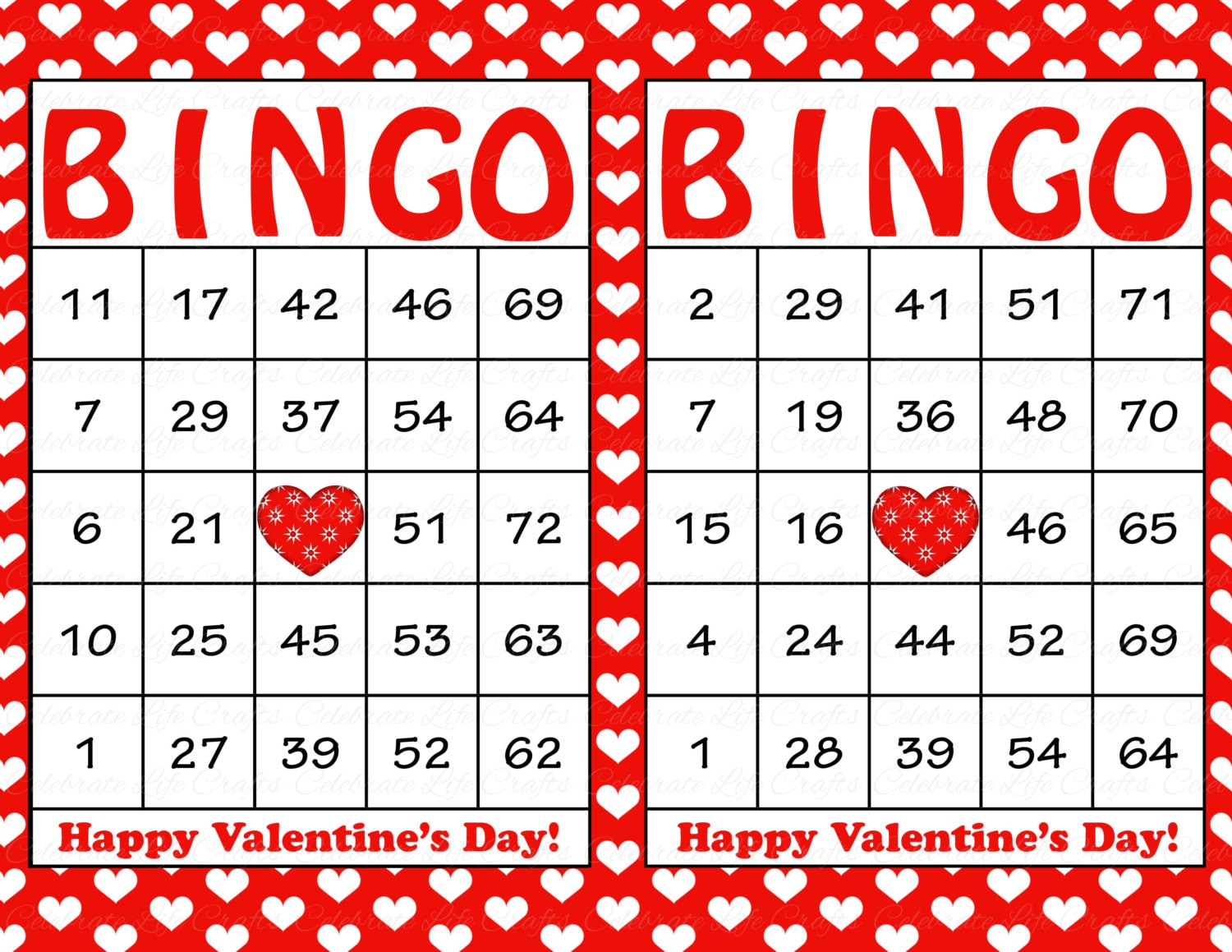 100 Valentine Bingo Cards Printable Valentine Bingo Game